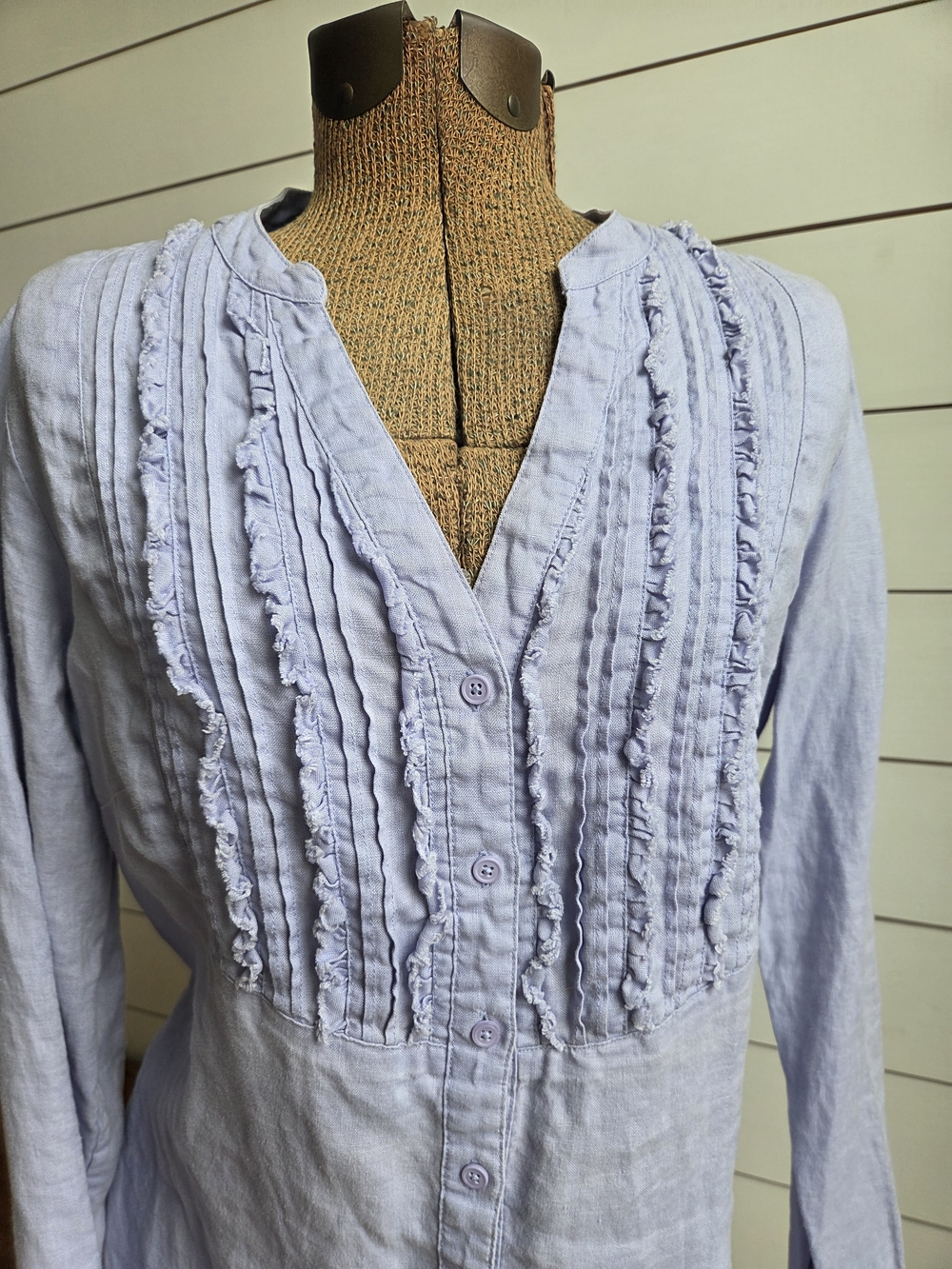 Boden Linen RuffledButton-Down Blouse - Picture 2 of 9